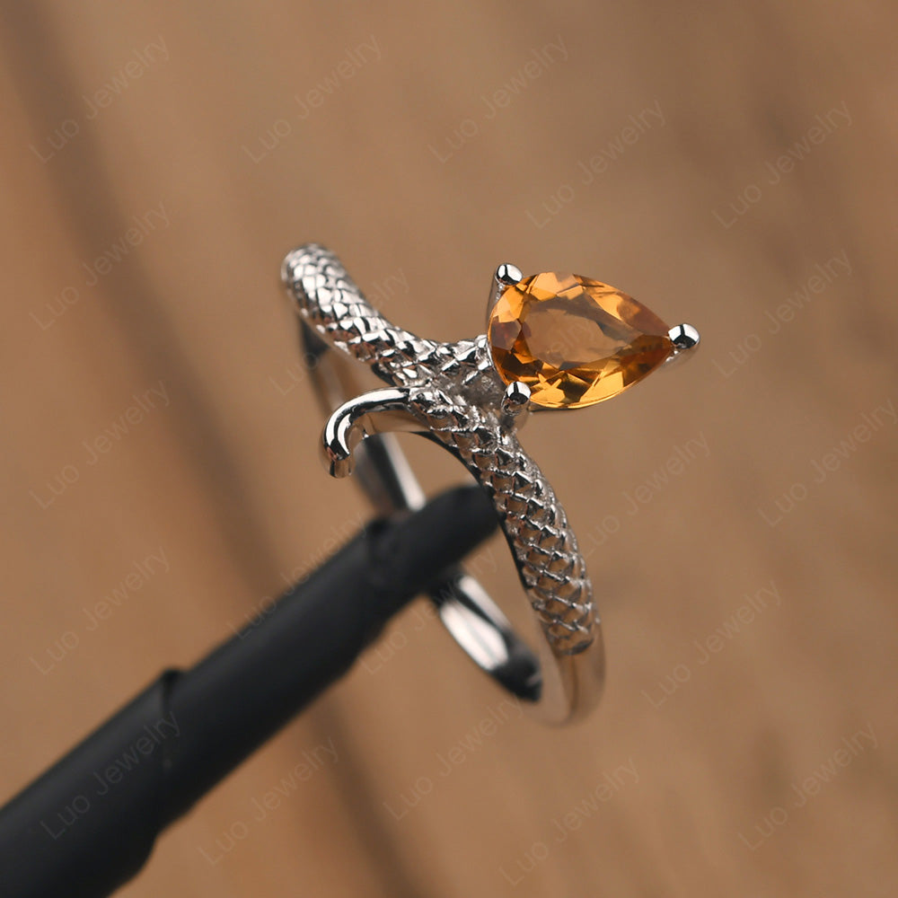 Citrine Snake Ring - LUO Jewelry