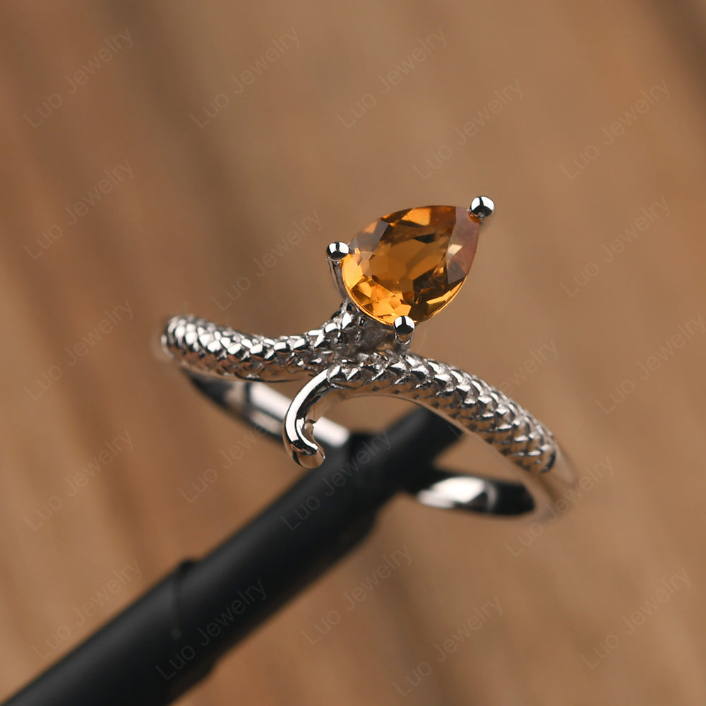 Citrine Snake Ring - LUO Jewelry