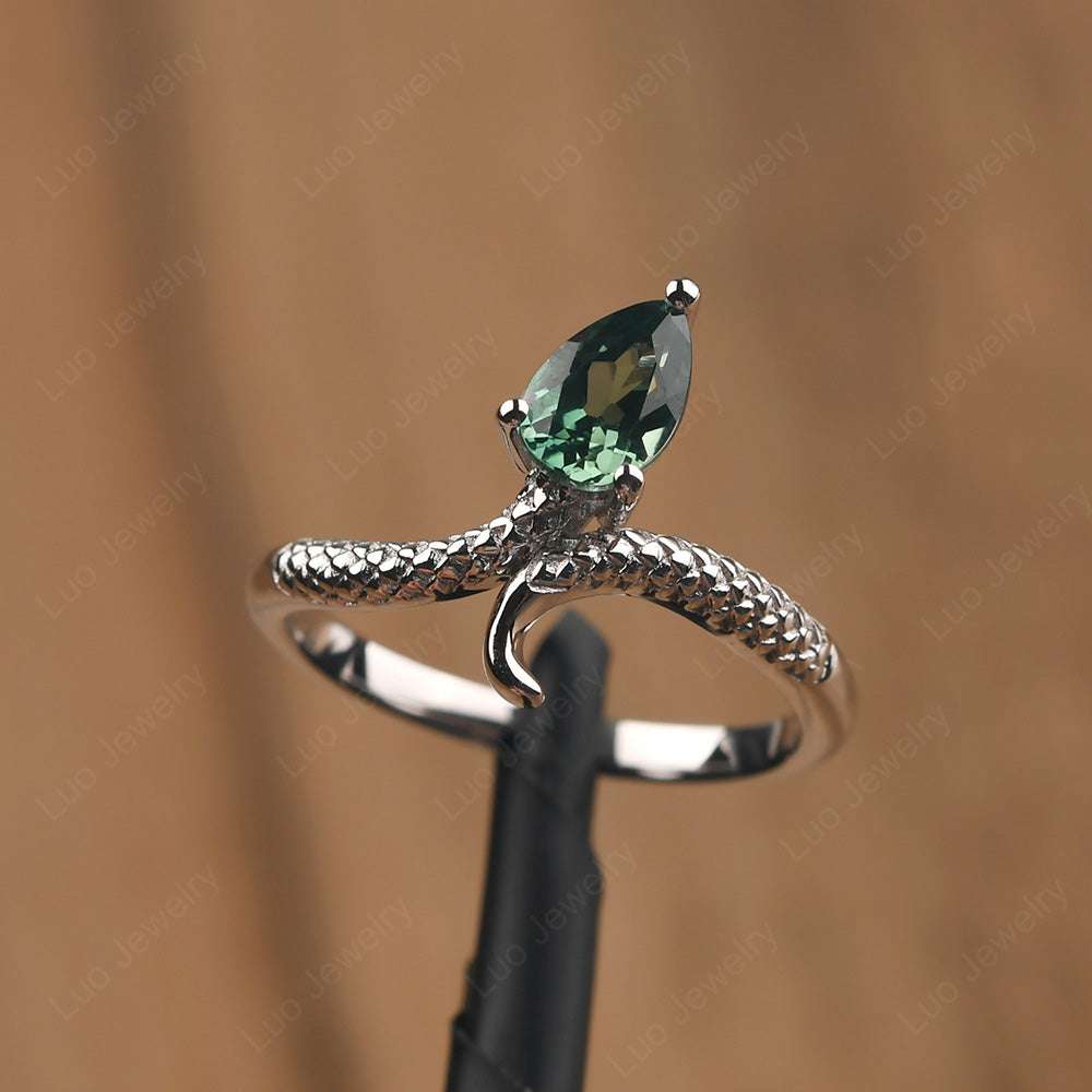 Green Sapphire Snake Ring - LUO Jewelry