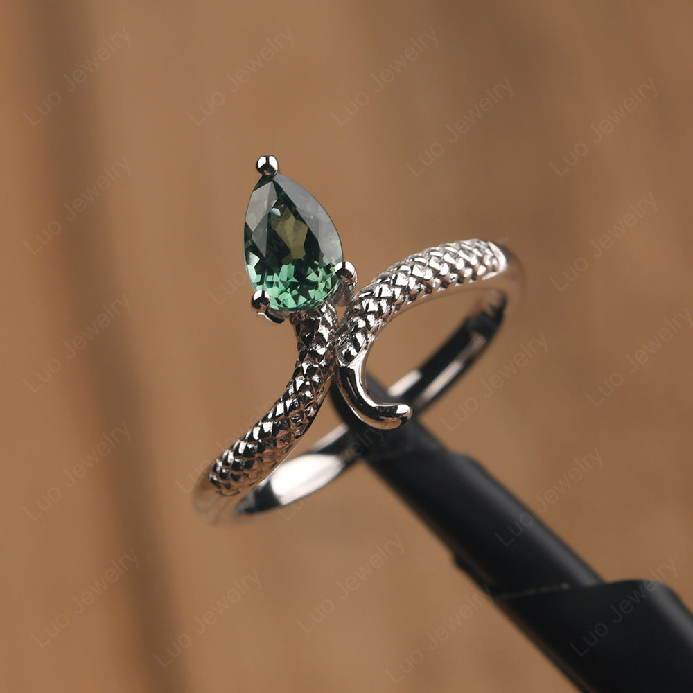 Green Sapphire Snake Ring - LUO Jewelry