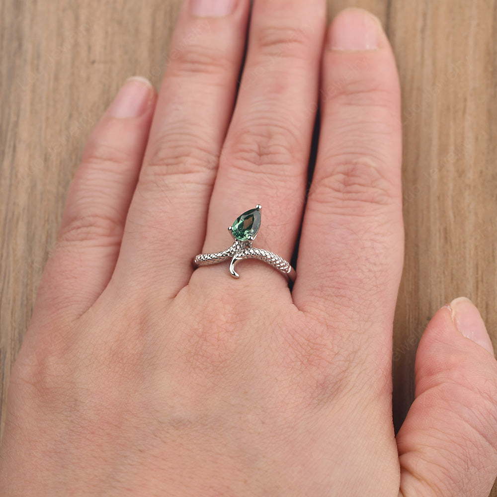 Green Sapphire Snake Ring - LUO Jewelry