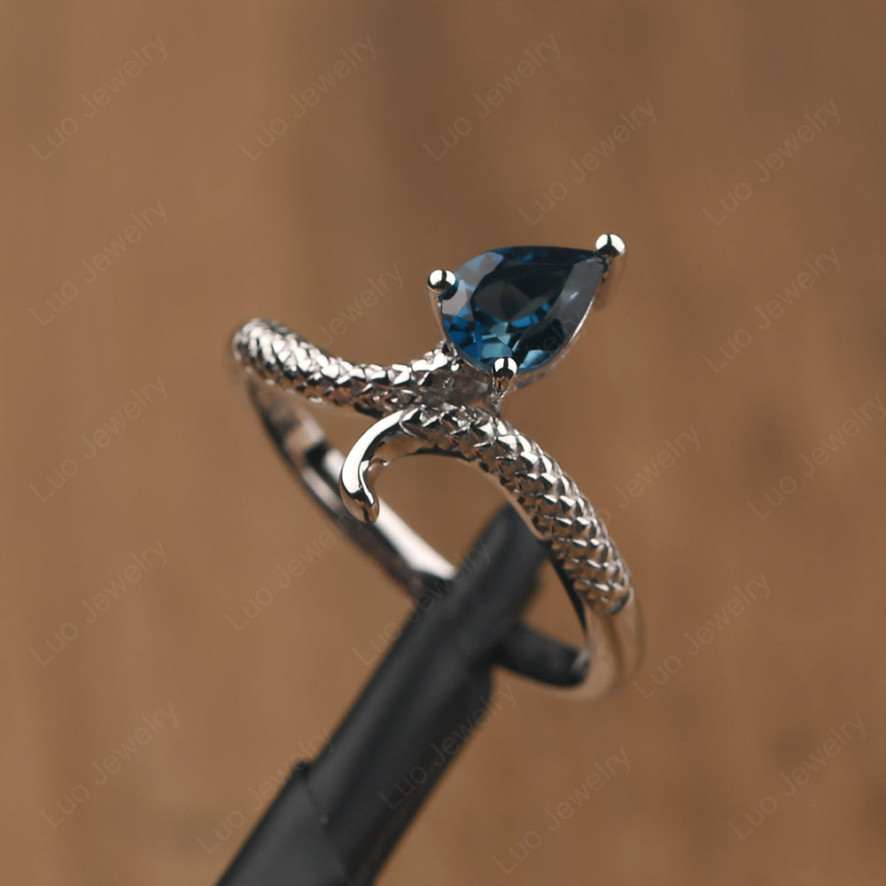 London Blue Topaz Snake Ring - LUO Jewelry