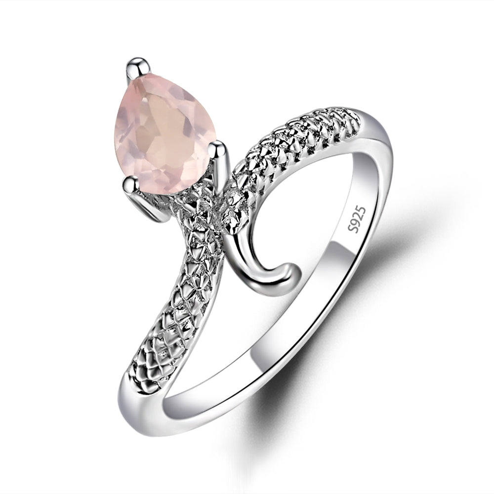 Rose Quartz Snake Ring - LUO Jewelry