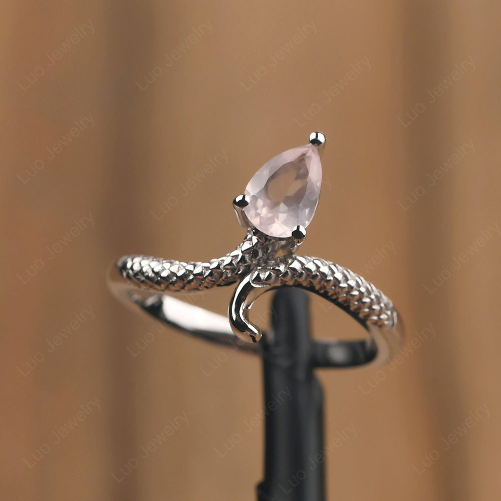 Rose Quartz Snake Ring - LUO Jewelry