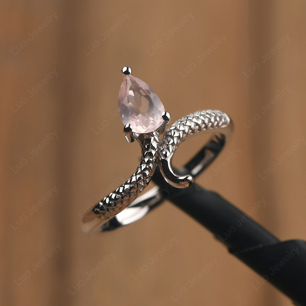 Rose Quartz Snake Ring - LUO Jewelry