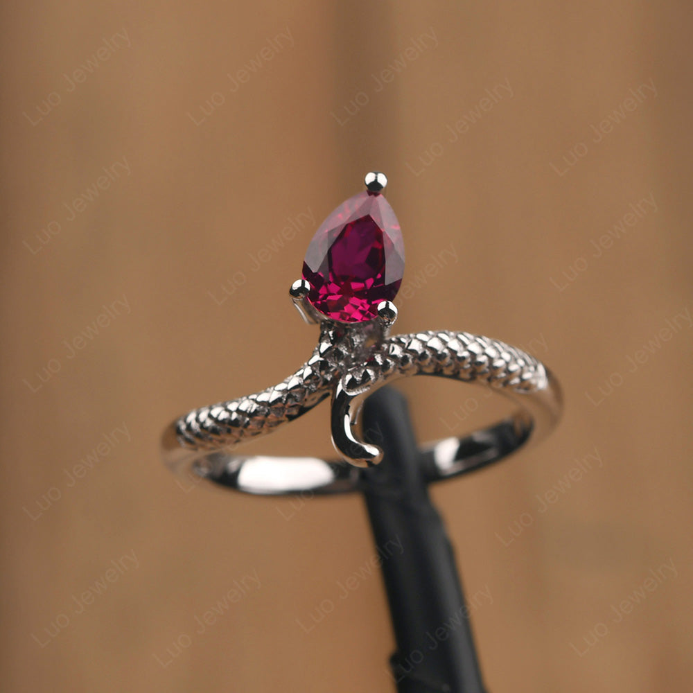 Ruby Snake Ring - LUO Jewelry