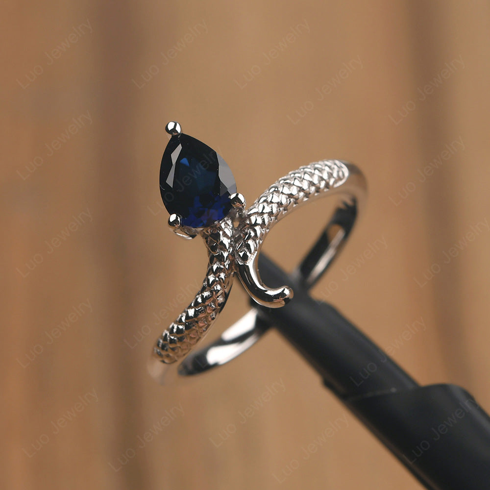 Lab Sapphire Snake Ring - LUO Jewelry