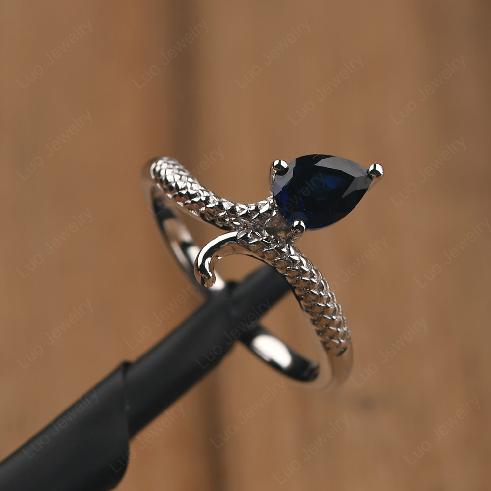 Lab Sapphire Snake Ring - LUO Jewelry