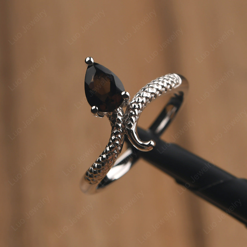 Smoky Quartz  Snake Ring - LUO Jewelry