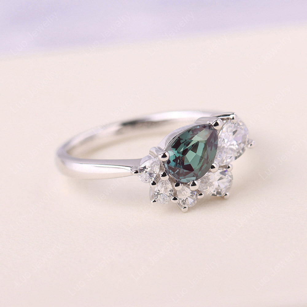 Pear Shaped Cluster Alexandrite Mothers Ring