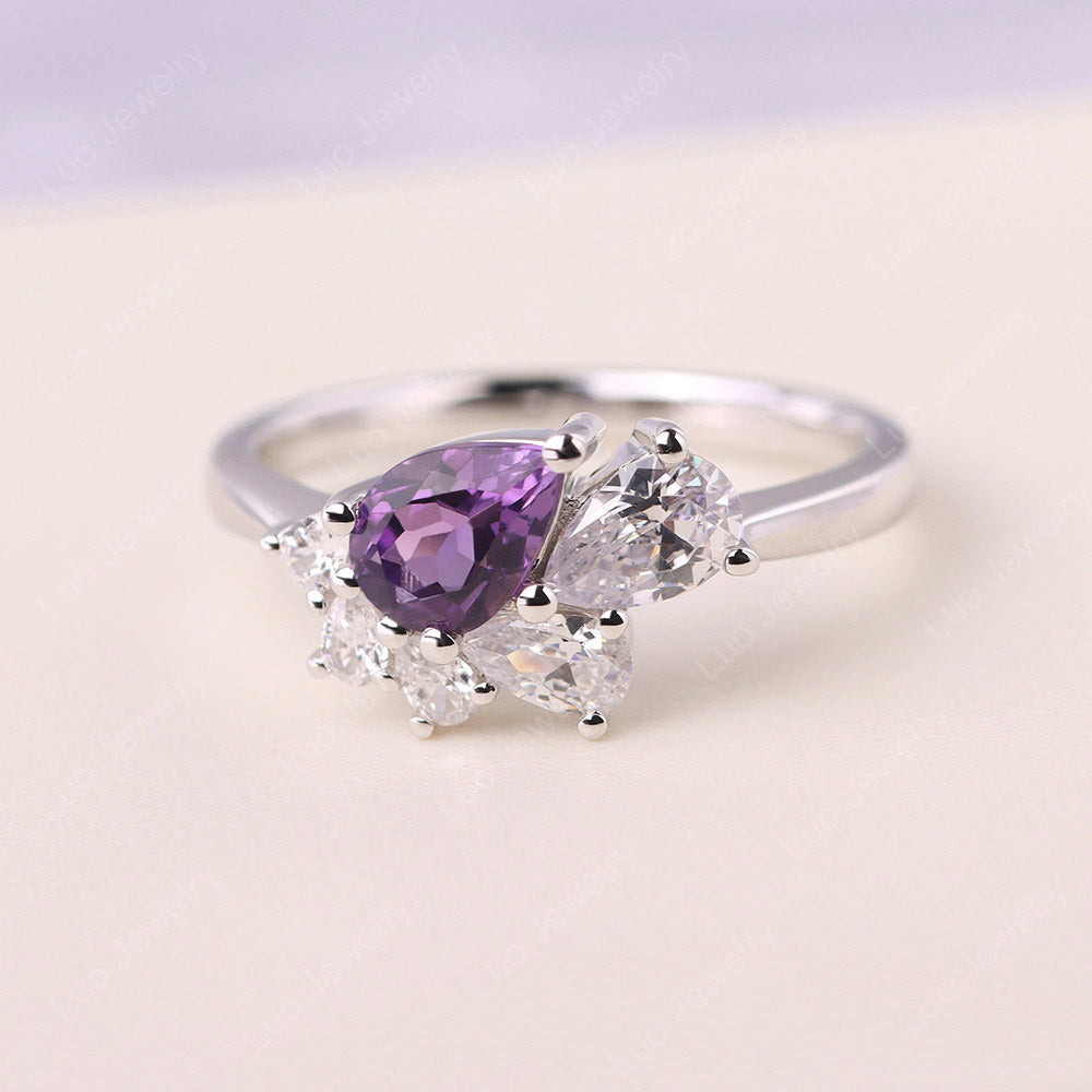 Pear Shaped Cluster Amethyst Mothers Ring