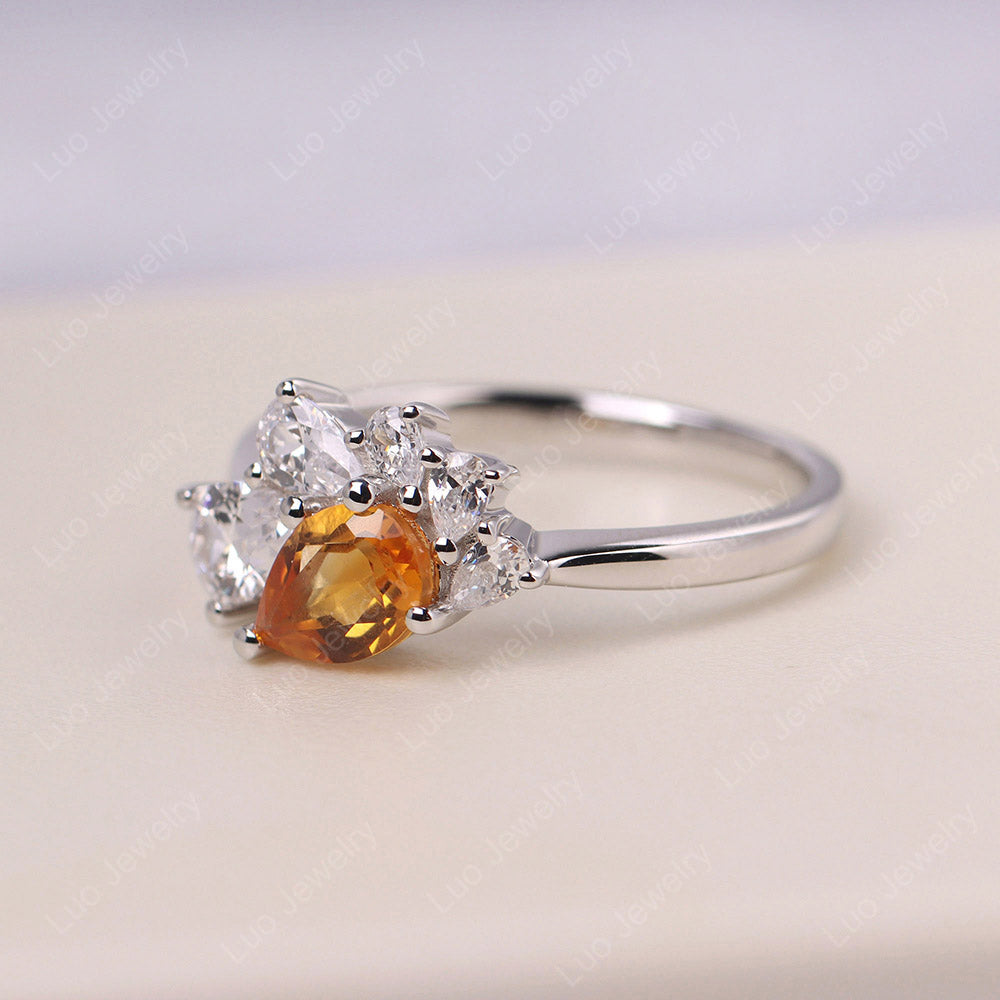 Pear Shaped Cluster Citrine Mothers Ring
