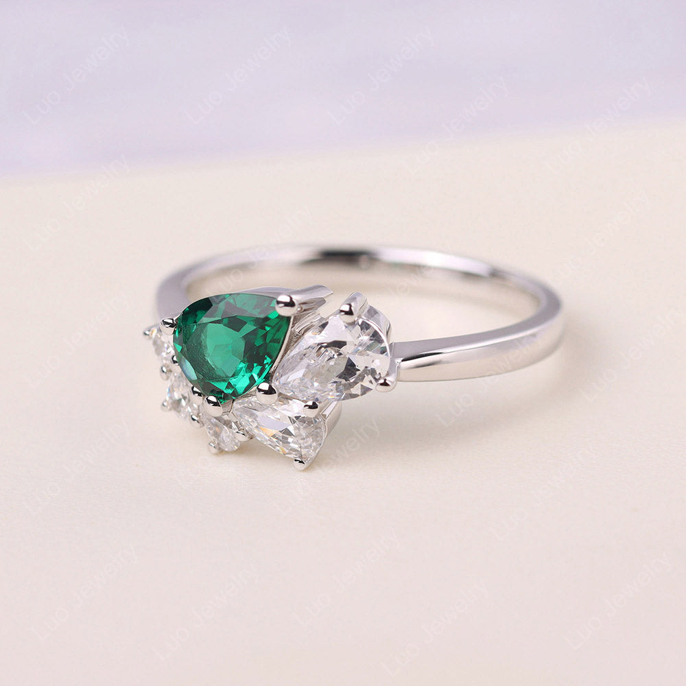 Pear Shaped Cluster Emerald Mothers Ring