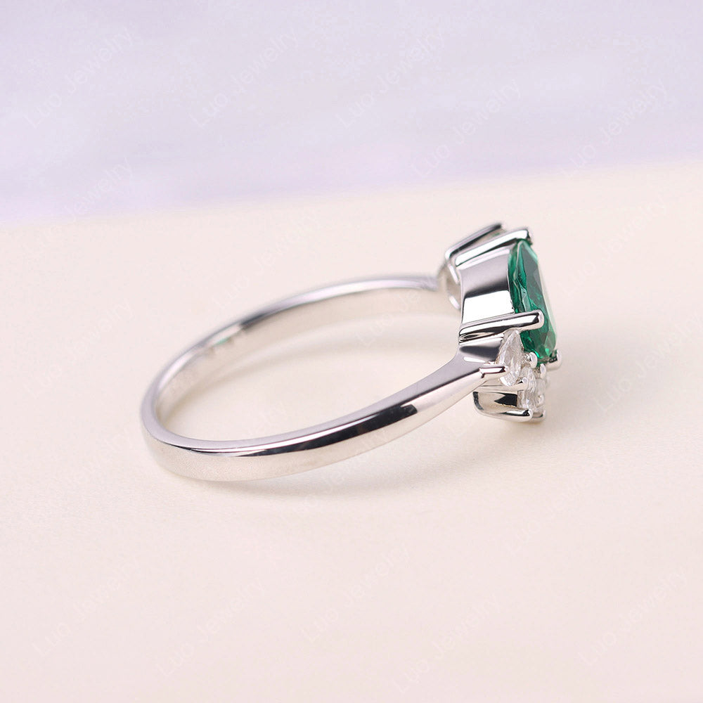 Pear Shaped Cluster Lab Emerald Mothers Ring
