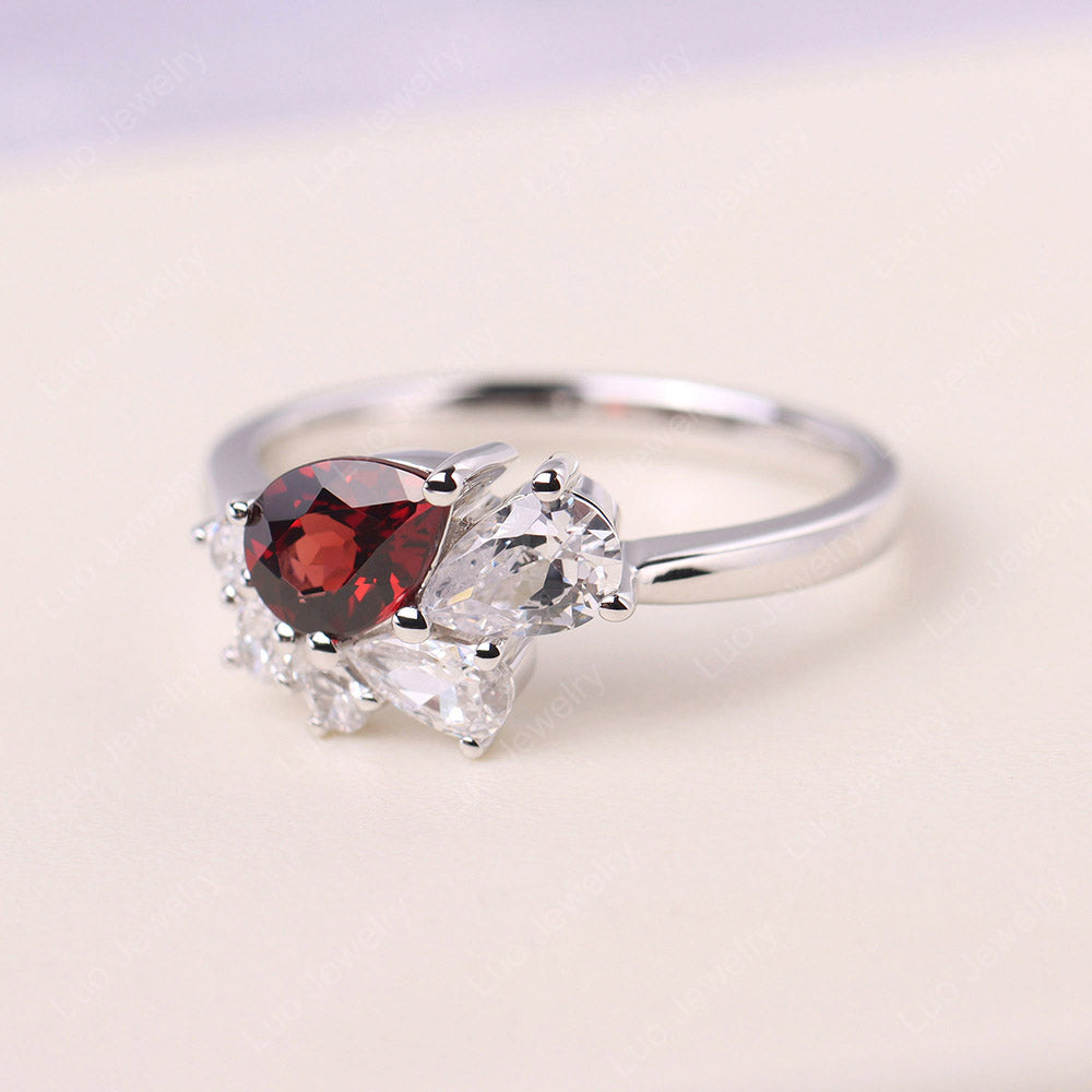 Pear Shaped Cluster Garnet Mothers Ring