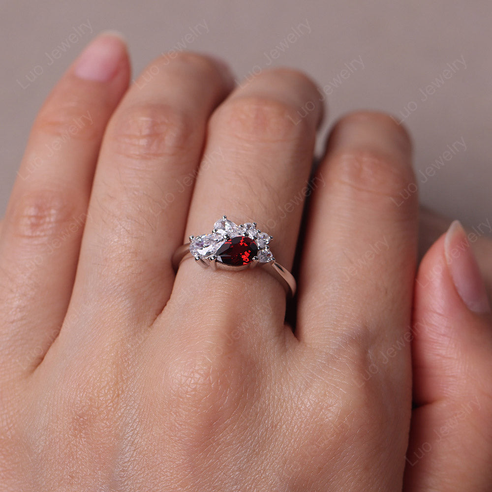 Pear Shaped Cluster Garnet Mothers Ring