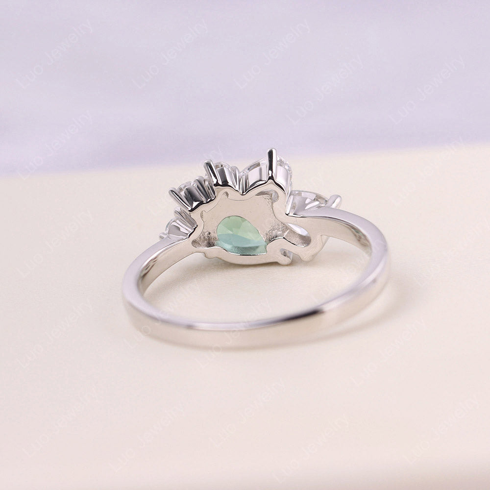 Pear Shaped Cluster Green Sapphire Mothers Ring