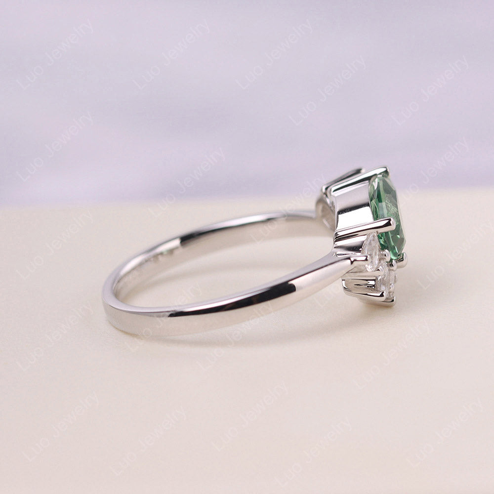 Pear Shaped Cluster Lab Green Sapphire Mothers Ring