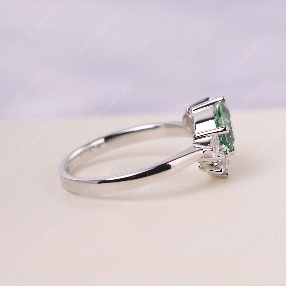 Pear Shaped Cluster Green Sapphire Mothers Ring