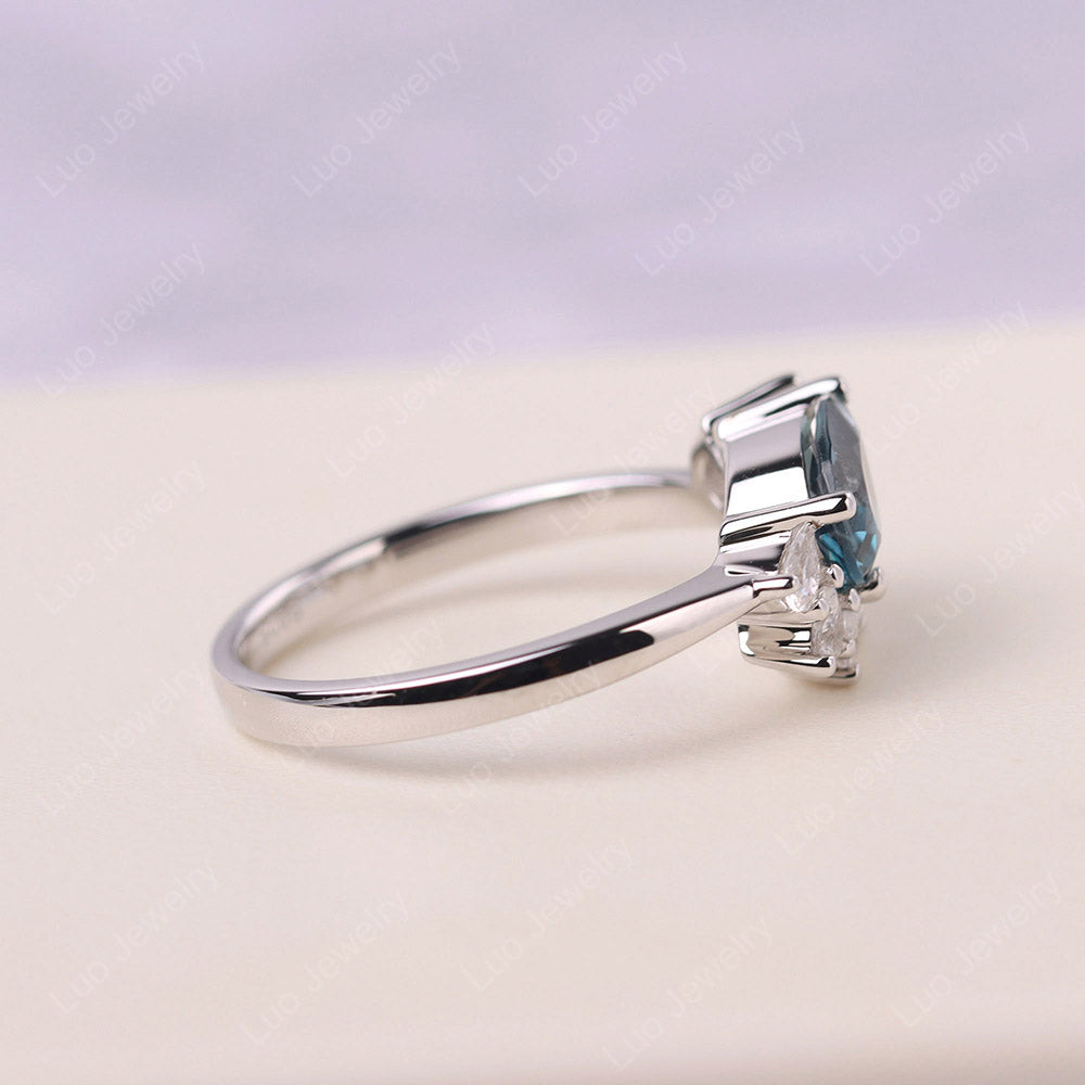 Pear Shaped Cluster London Blue Topaz Mothers Ring