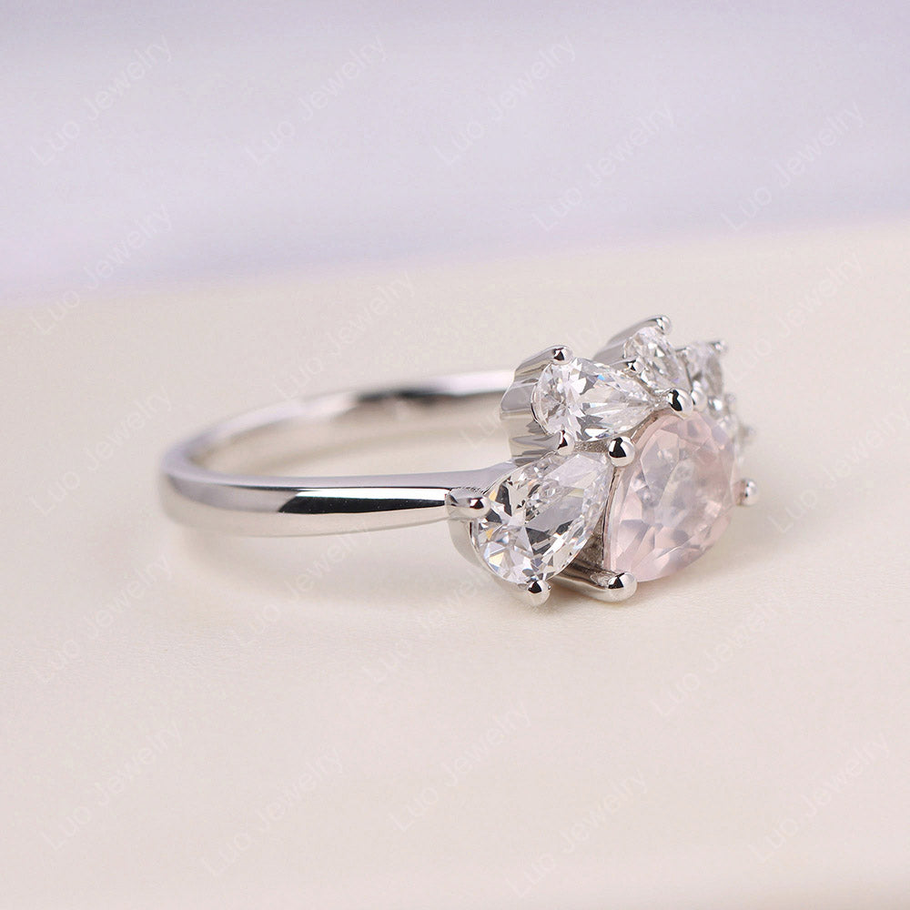 Pear Shaped Cluster Rose Quartz Mothers Ring