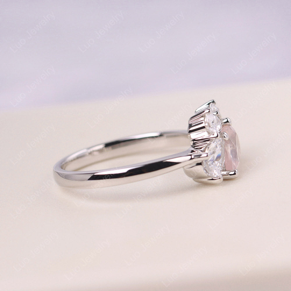 Pear Shaped Cluster Rose Quartz Mothers Ring