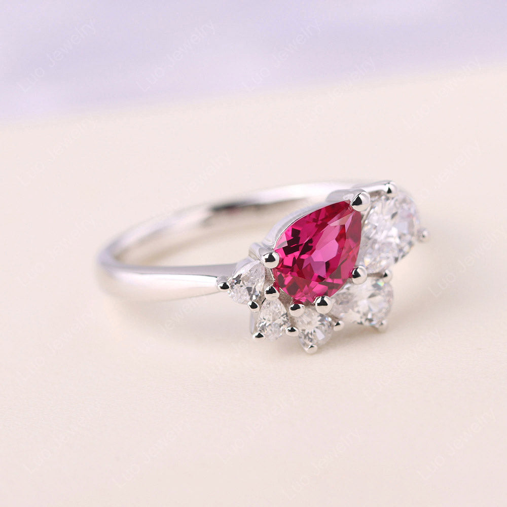 Pear Shaped Cluster Ruby Mothers Ring