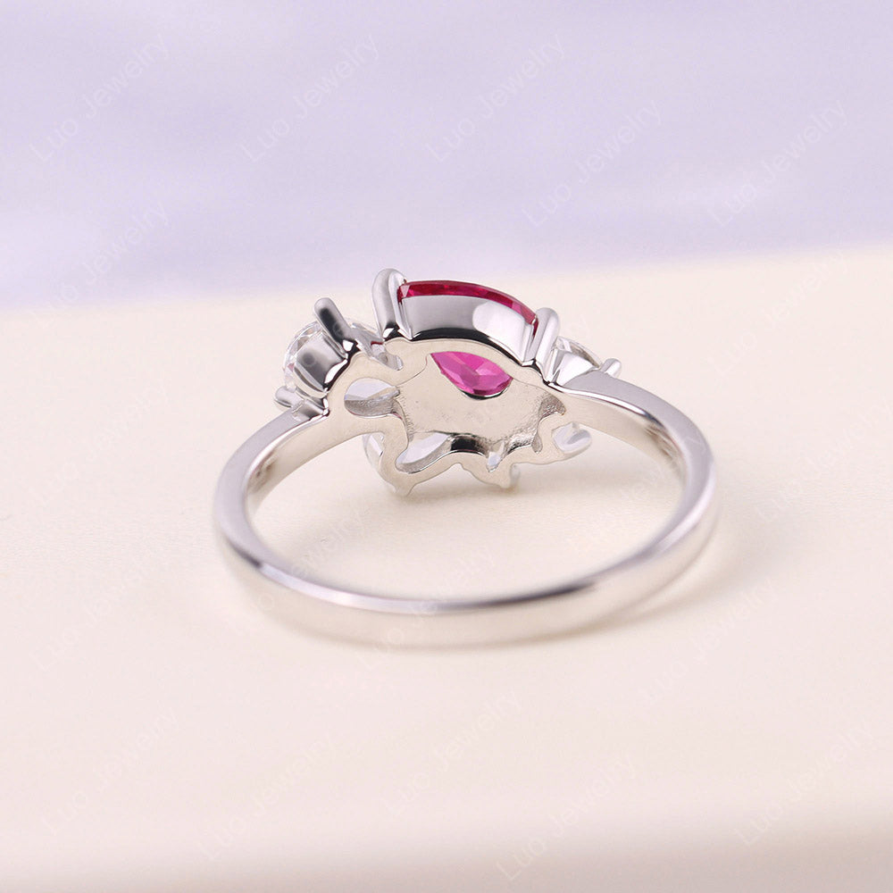 Pear Shaped Cluster Lab Ruby Mothers Ring