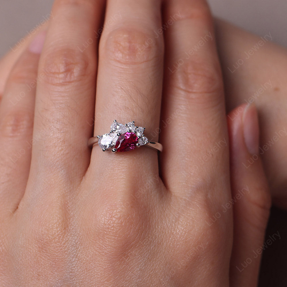 Pear Shaped Cluster Ruby Mothers Ring