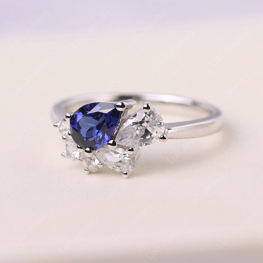 Pear Shaped Cluster Sapphire Mothers Ring