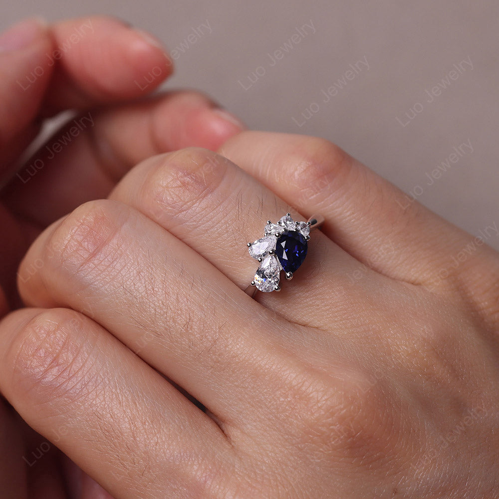 Pear Shaped Cluster Sapphire Mothers Ring