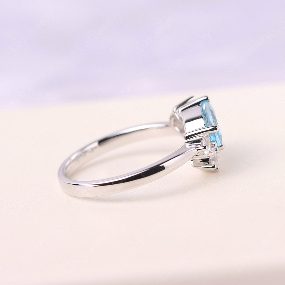 Pear Shaped Cluster Swiss Blue Topaz Mothers Ring
