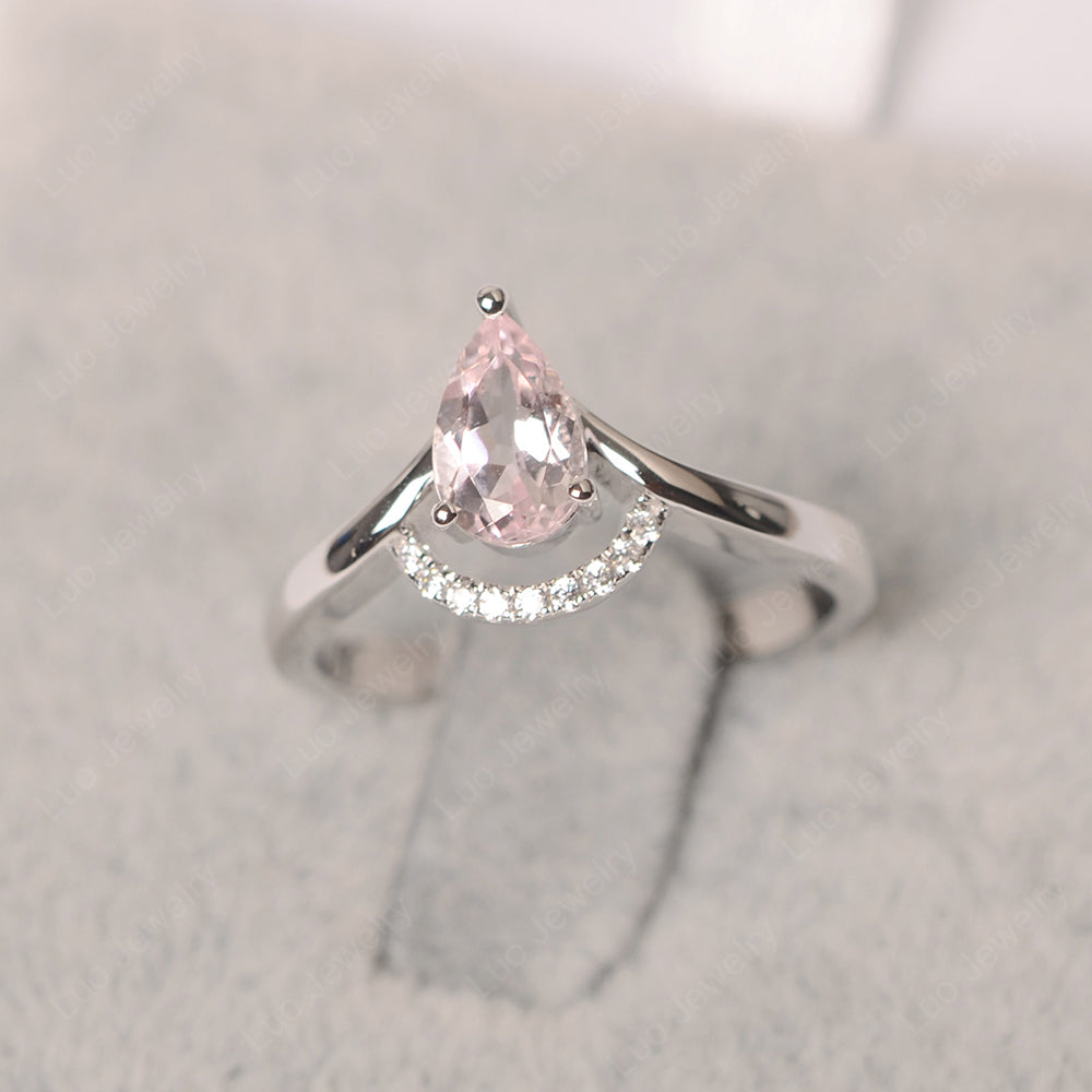 Morganite Teardrop Engagement Ring White Gold - LUO Jewelry
