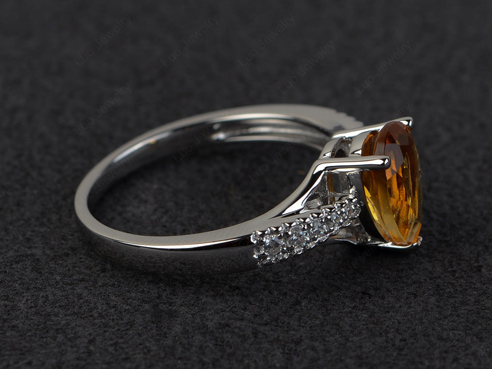 Pear Shaped Split Shank Citrine Ring - LUO Jewelry