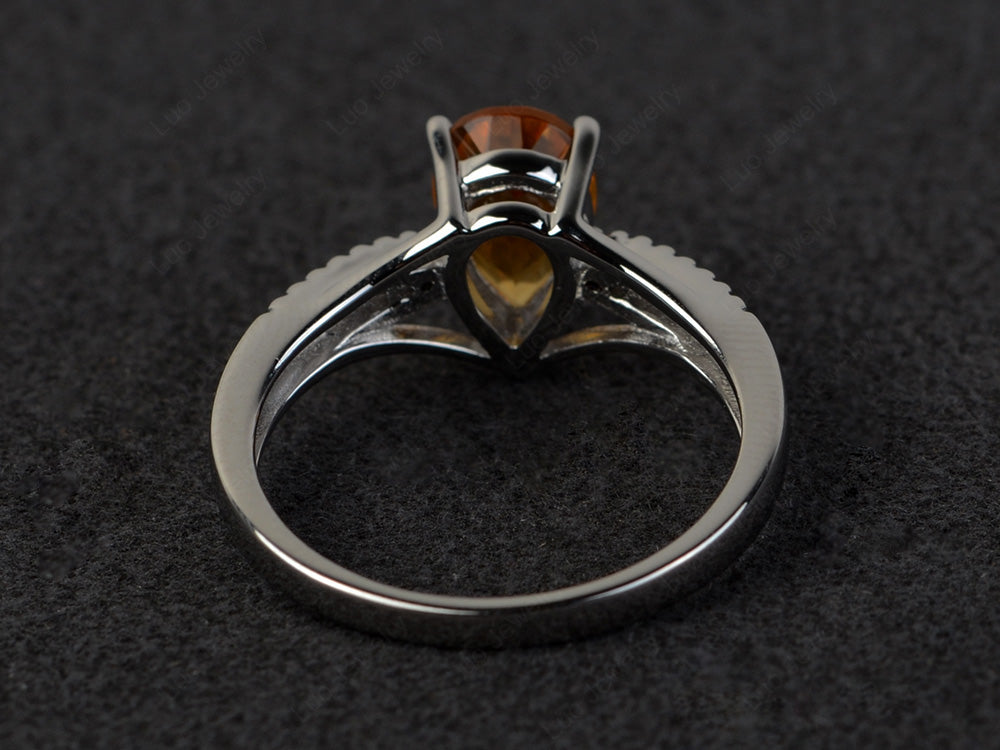 Pear Shaped Split Shank Citrine Ring - LUO Jewelry