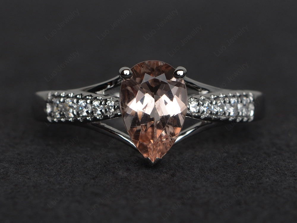 Pear Shaped Split Shank Morganite Ring - LUO Jewelry
