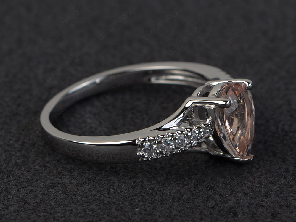 Pear Shaped Split Shank Morganite Ring - LUO Jewelry