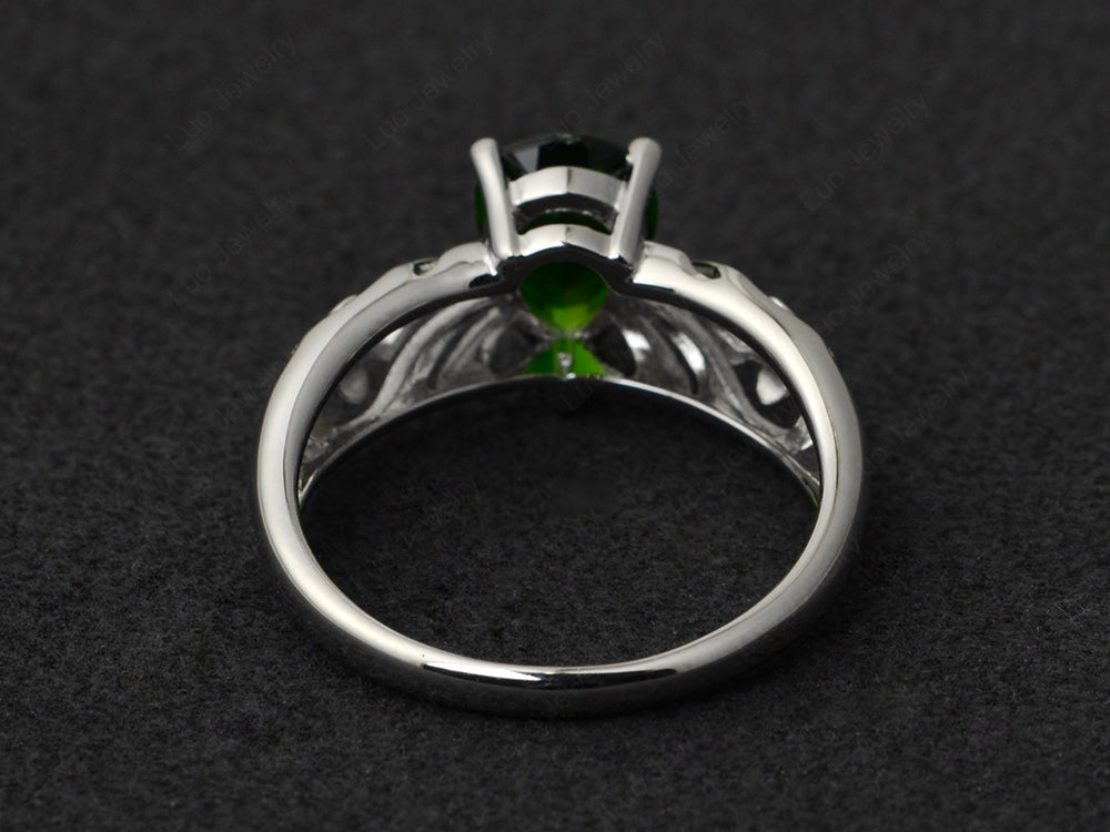 Vintage Diopside Solitaire Ring Pear Shaped - LUO Jewelry