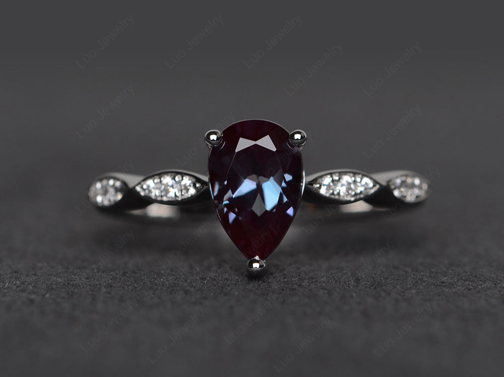 Pear Shaped Alexandrite Promise Ring For Women - LUO Jewelry