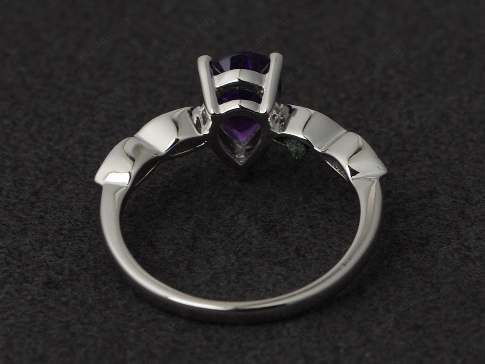 Pear Shaped Amethyst Promise Ring For Women - LUO Jewelry