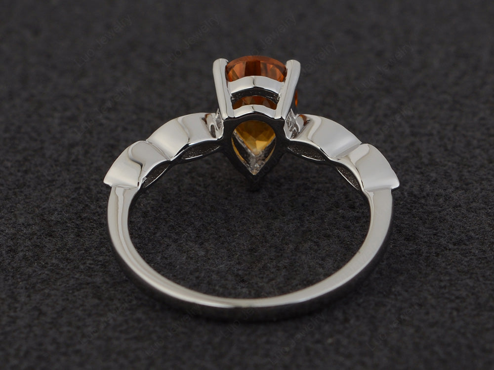 Pear Shaped Citrine Promise Ring For Women - LUO Jewelry