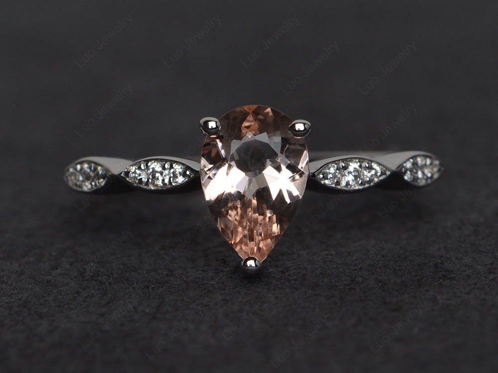 Pear Shaped Morganite Promise Ring For Women - LUO Jewelry