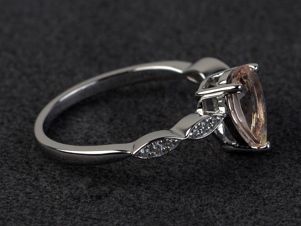 Pear Shaped Morganite Promise Ring For Women - LUO Jewelry