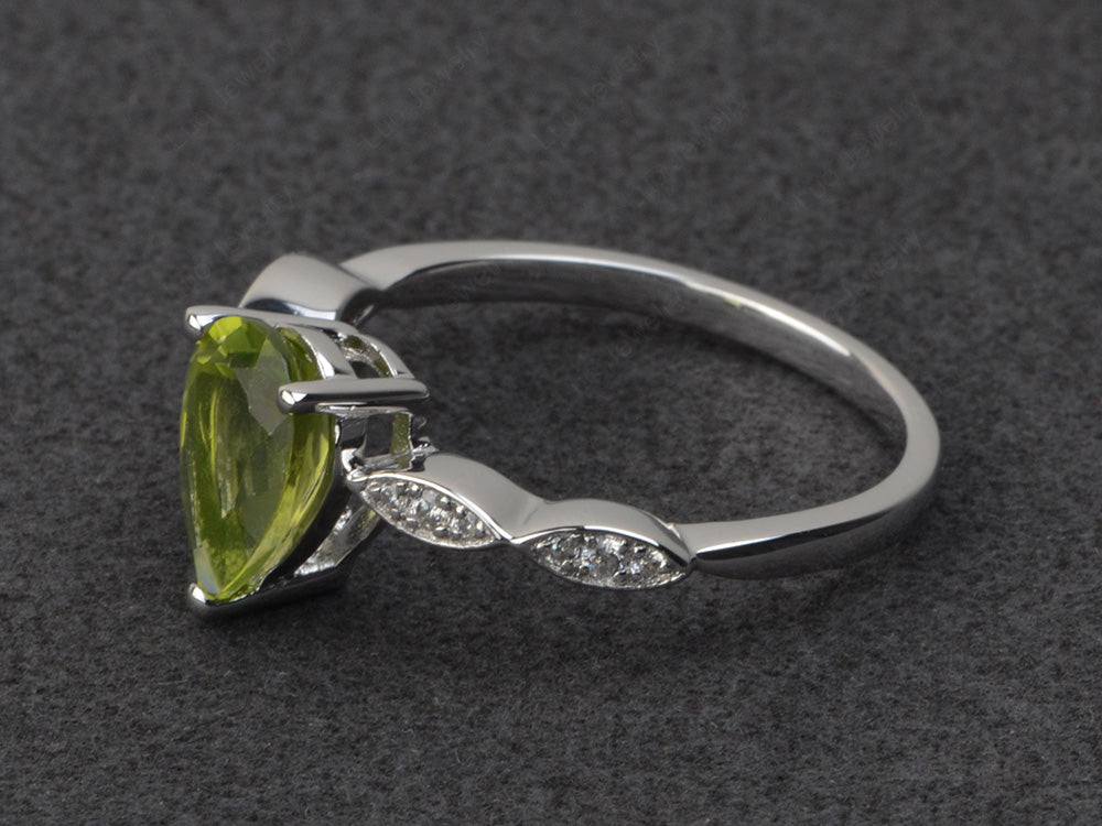 Pear Shaped Peridot Promise Ring For Women - LUO Jewelry