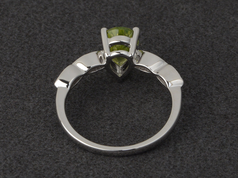 Pear Shaped Peridot Promise Ring For Women - LUO Jewelry