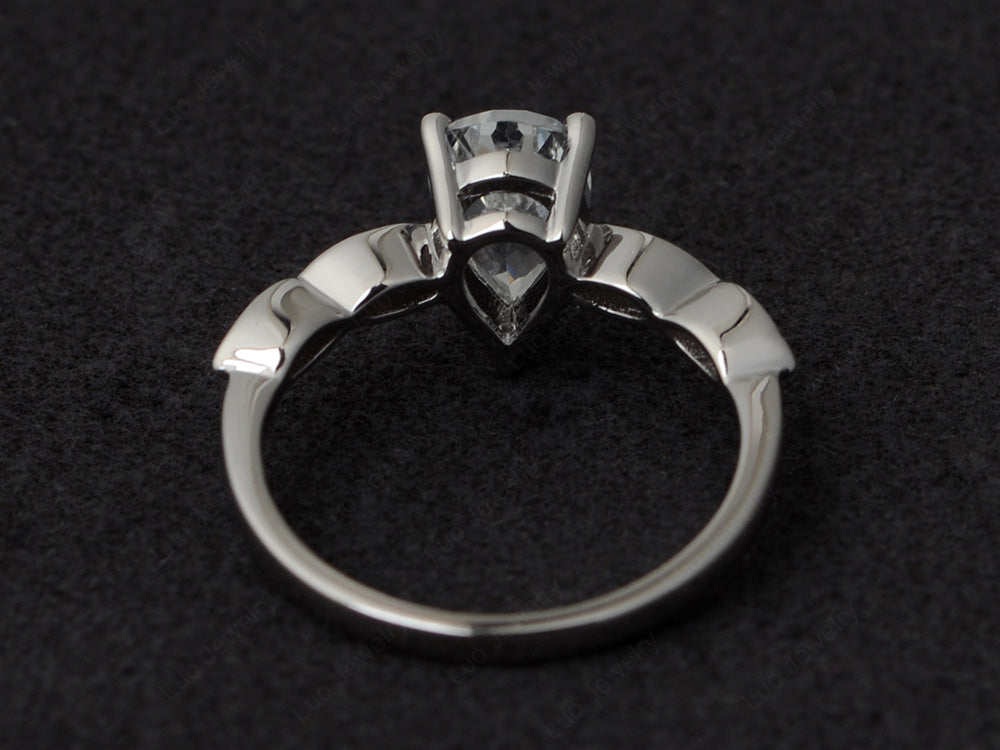 Pear Shaped White Topaz Promise Ring For Women - LUO Jewelry