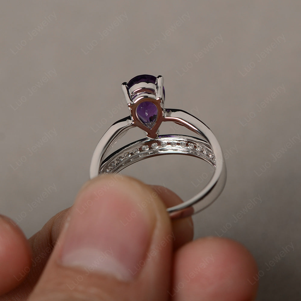 Pear Cut Amethyst Engagement Ring For Women - LUO Jewelry