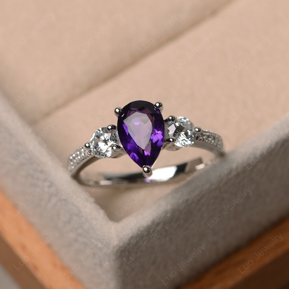 Pear Shaped Amethyst Engagement Rings - LUO Jewelry
