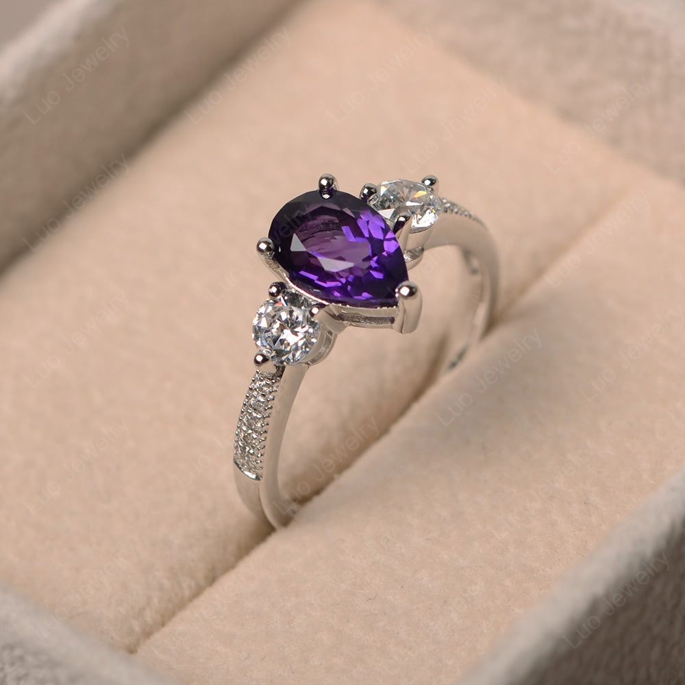 Pear Shaped Amethyst Engagement Rings - LUO Jewelry