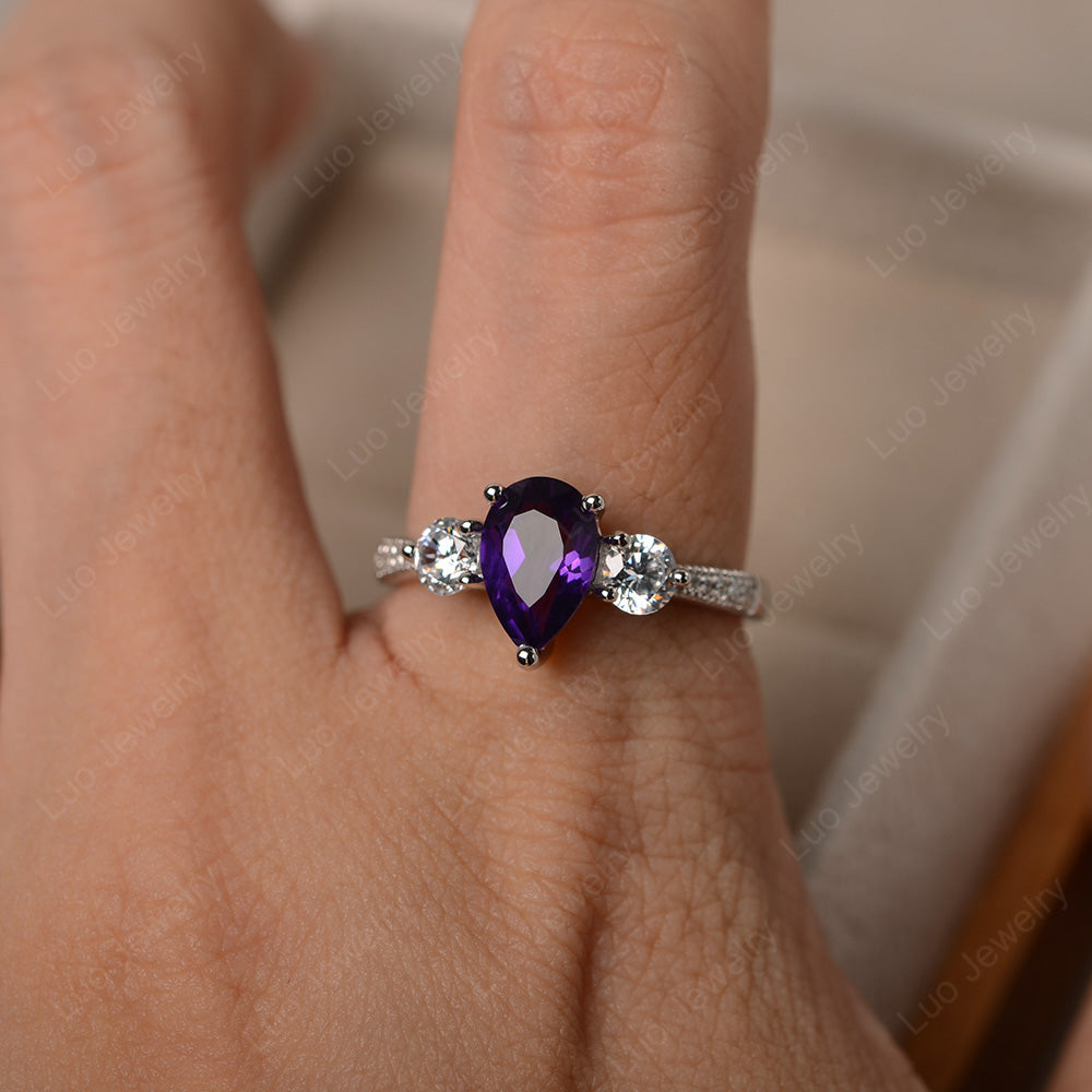 Pear Shaped Amethyst Engagement Rings - LUO Jewelry